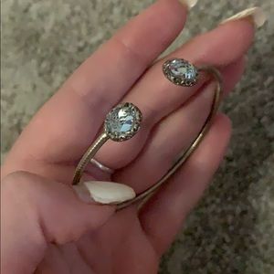 Blue Jewel and Silver Band Bracelet